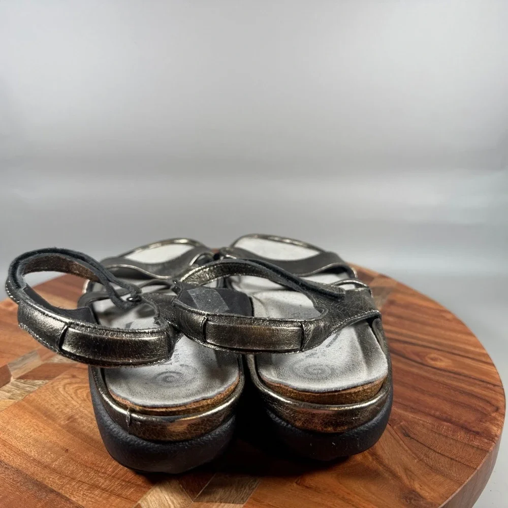 Naot Kayla Metallic Pewter Leather Strappy Wedge Sandals Womens EU 42 US 11
